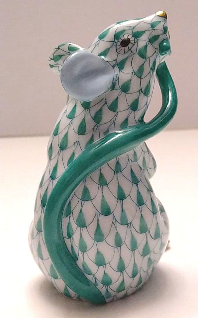 ヘレンド フィギュリン 干支 ネズミ グリーン 1996年 干支 グリーン