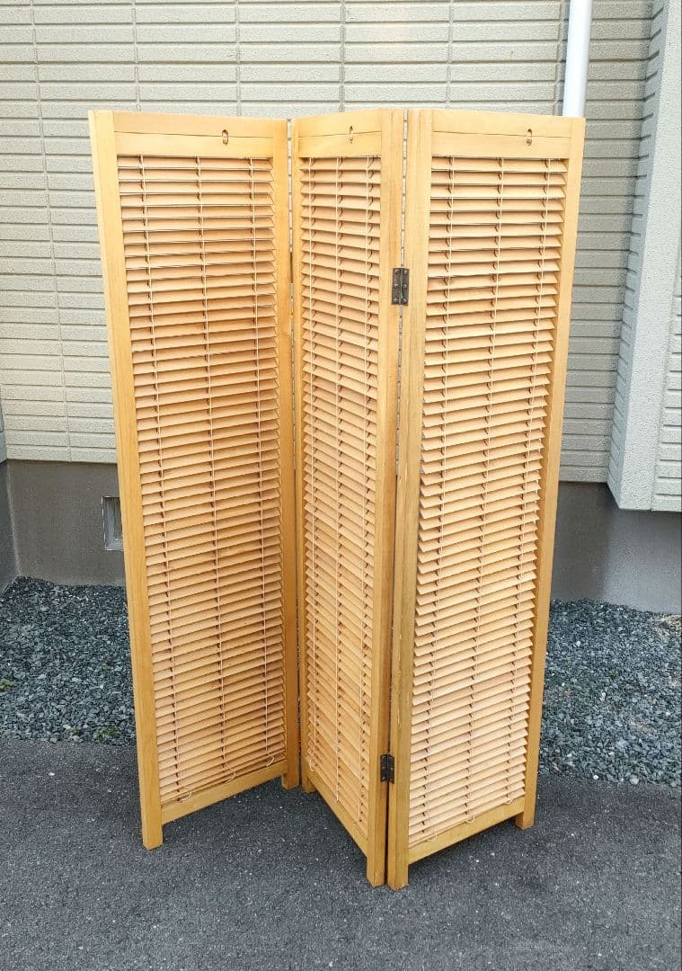 木製 衝立 3連 高さ150cm ルーバー パーテーション 折りたたみ 目隠し
