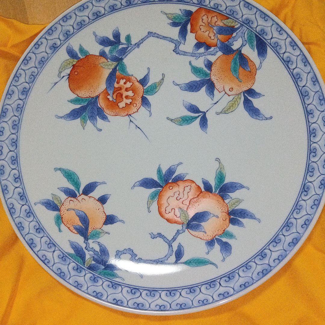 市川 龍仙 色鍋島 色絵柘榴文額皿 木箱付 - メルカリ