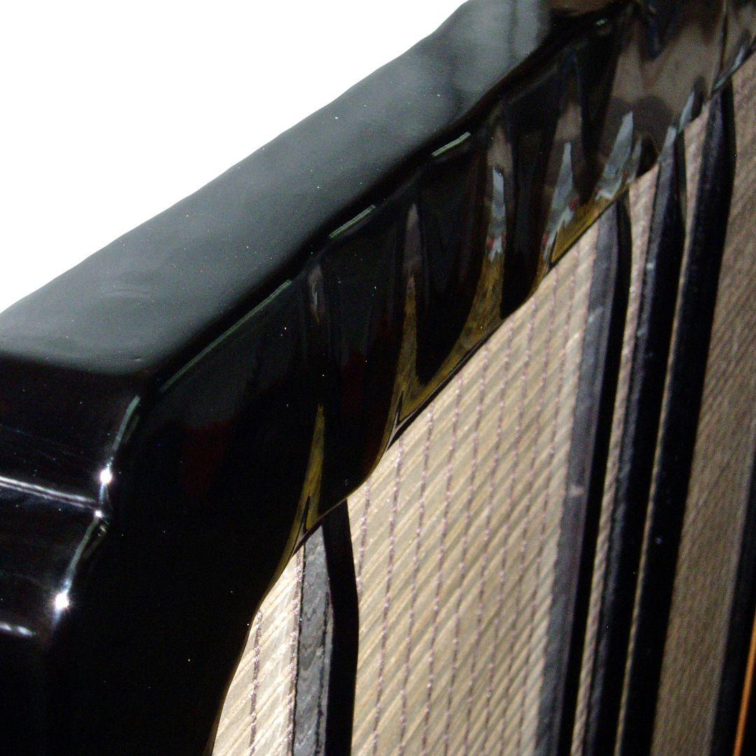 伝統衝立和風衝立　デラックスタイプ　コブ加工　黒フレーム衝立　中部は木簾　訳アリ