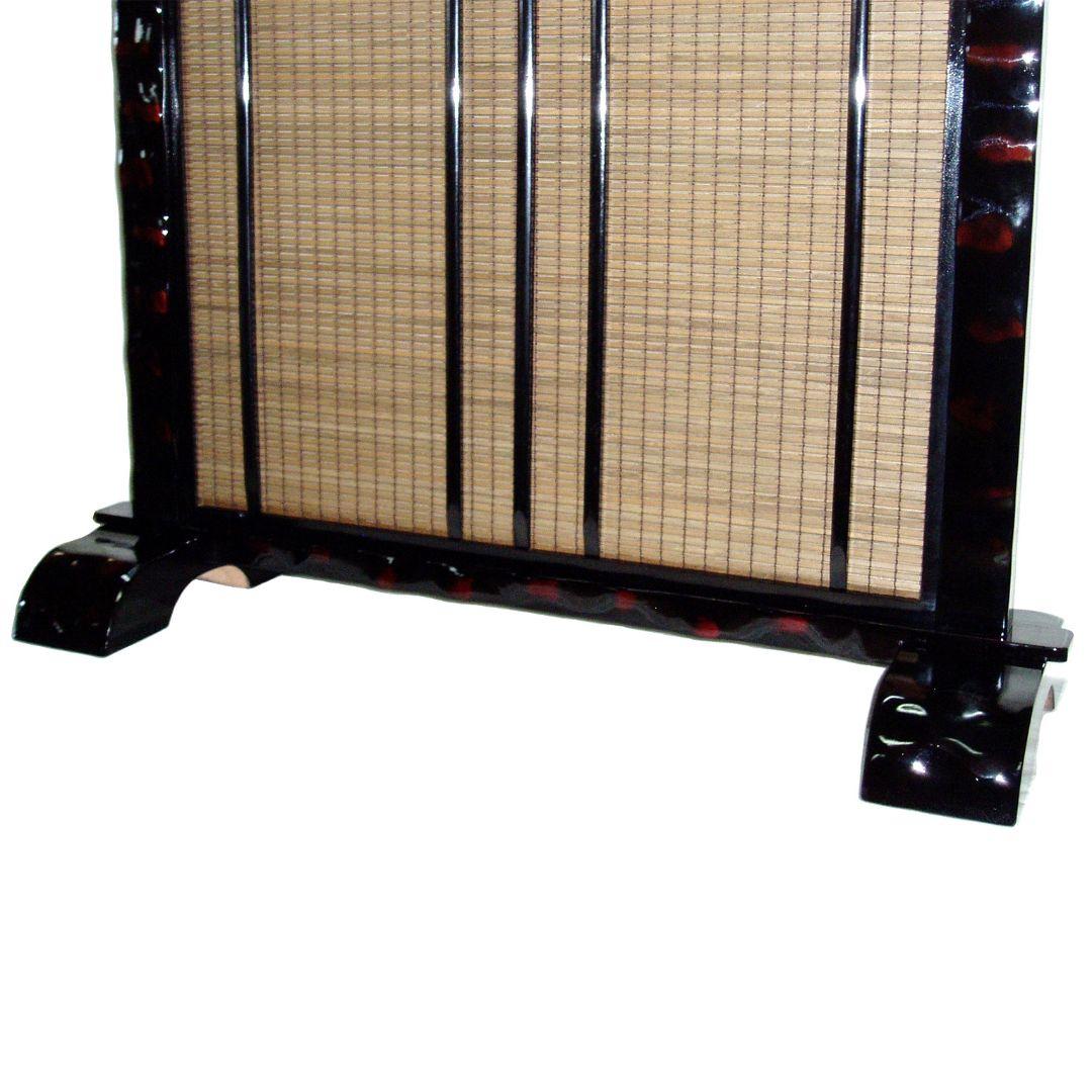 伝統衝立和風衝立　デラックスタイプ　コブ加工　黒フレーム衝立　中部は木簾　訳アリ