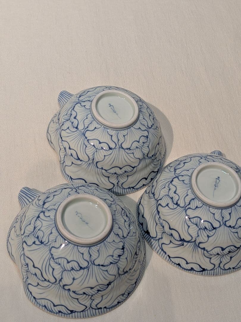 そうた窯 有田焼 染付花弁 牡丹 3客 注器 煮物椀 中鉢 ボウル - メルカリ