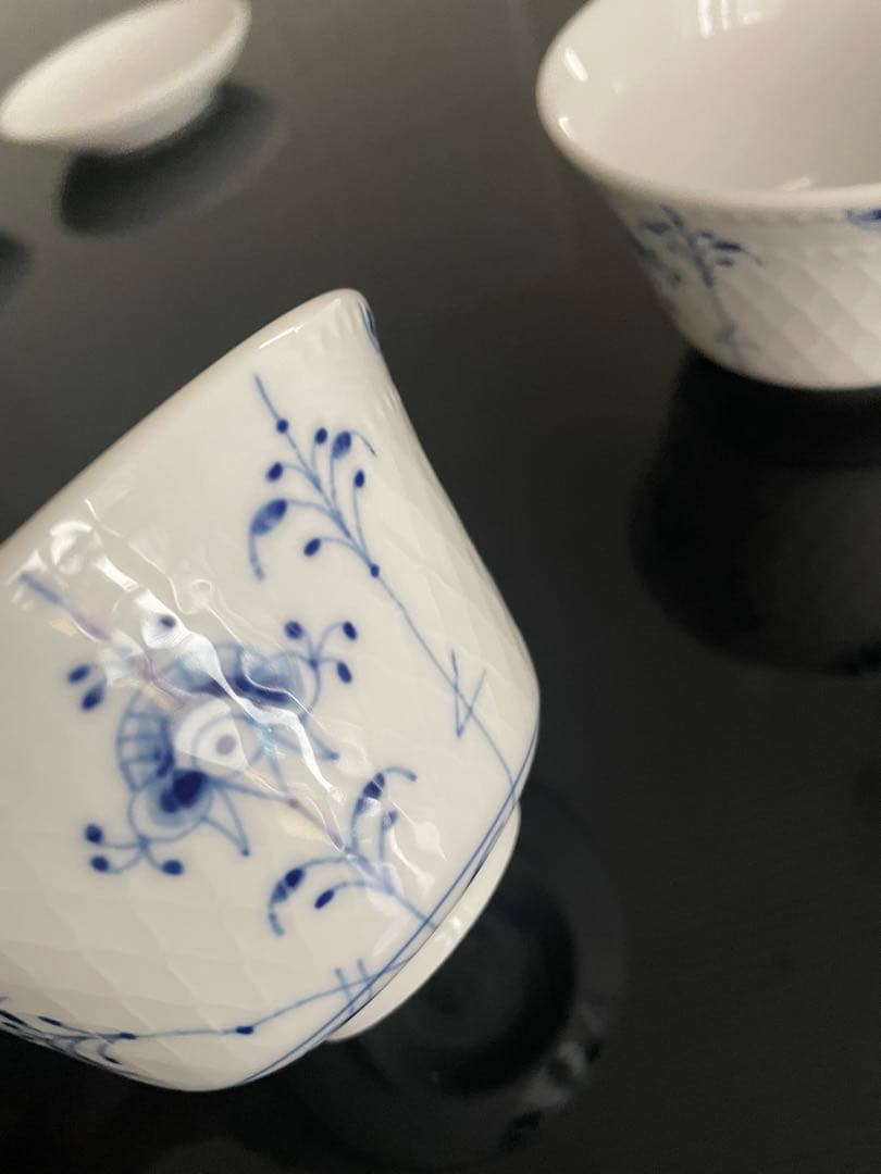 【新品】ロイヤルコペンハーゲン　ブルーパルメッテ 蓋つきカップ&ソーサー 4客