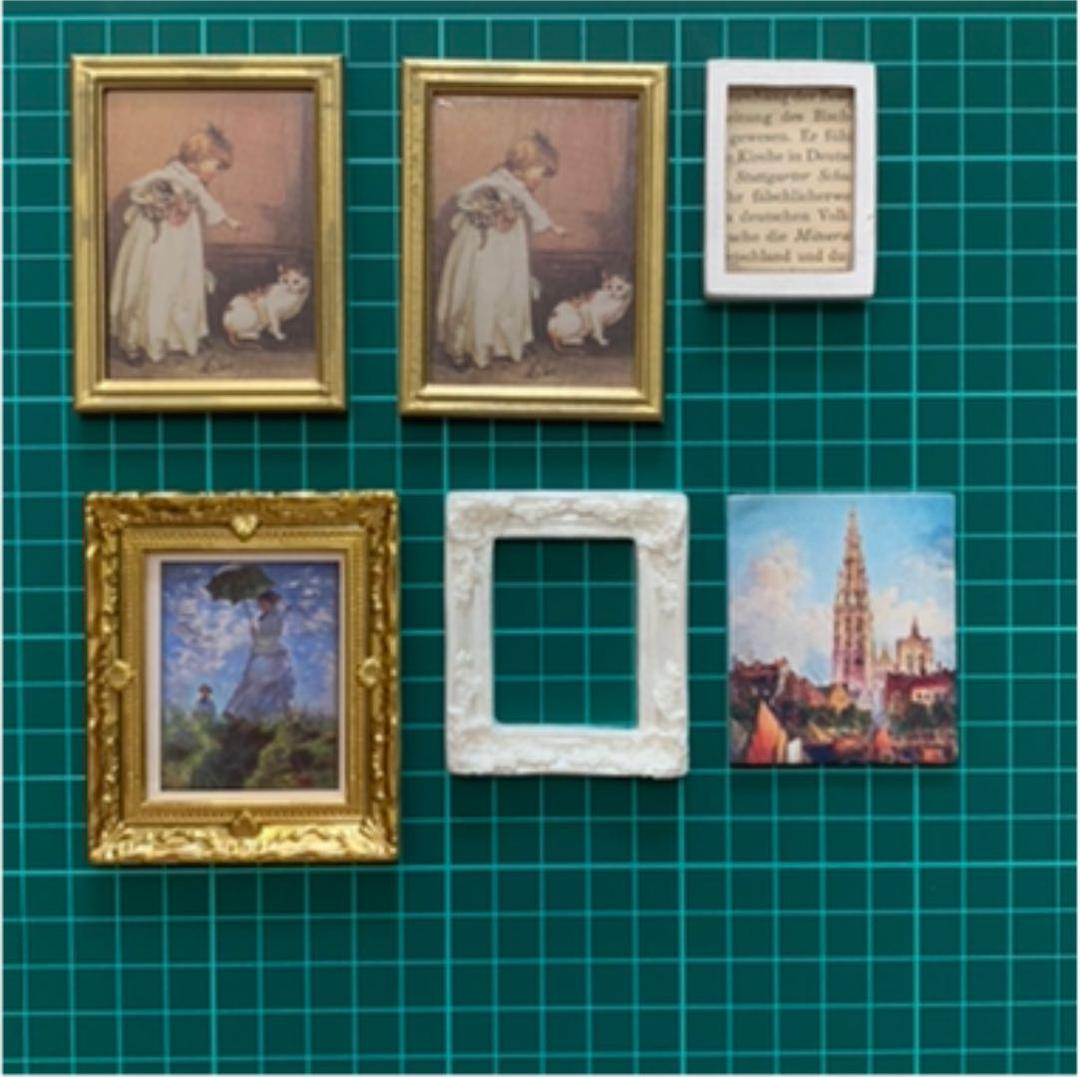 休止　ミニチュアアート　ドールハウス用　絵画　6点セット