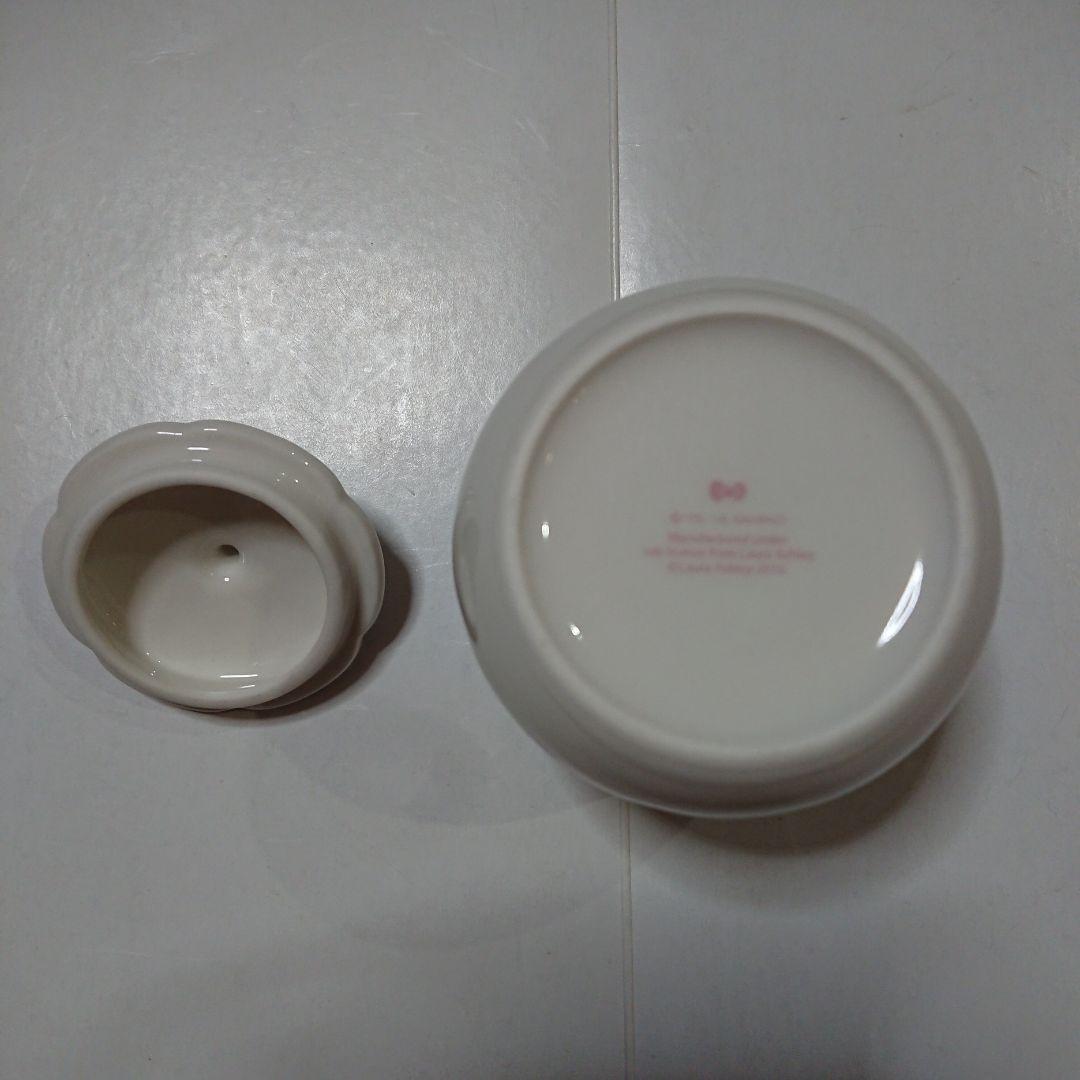 ティーセット バラ ホワイト 5点 ハローキティ × ローラアシュレイ 金彩劣化