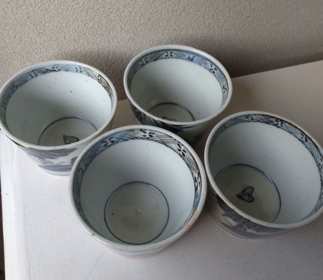 アジサイ (？) の図 蕎麦猪口 蕎麦ちょこ そば猪口 4客 ②