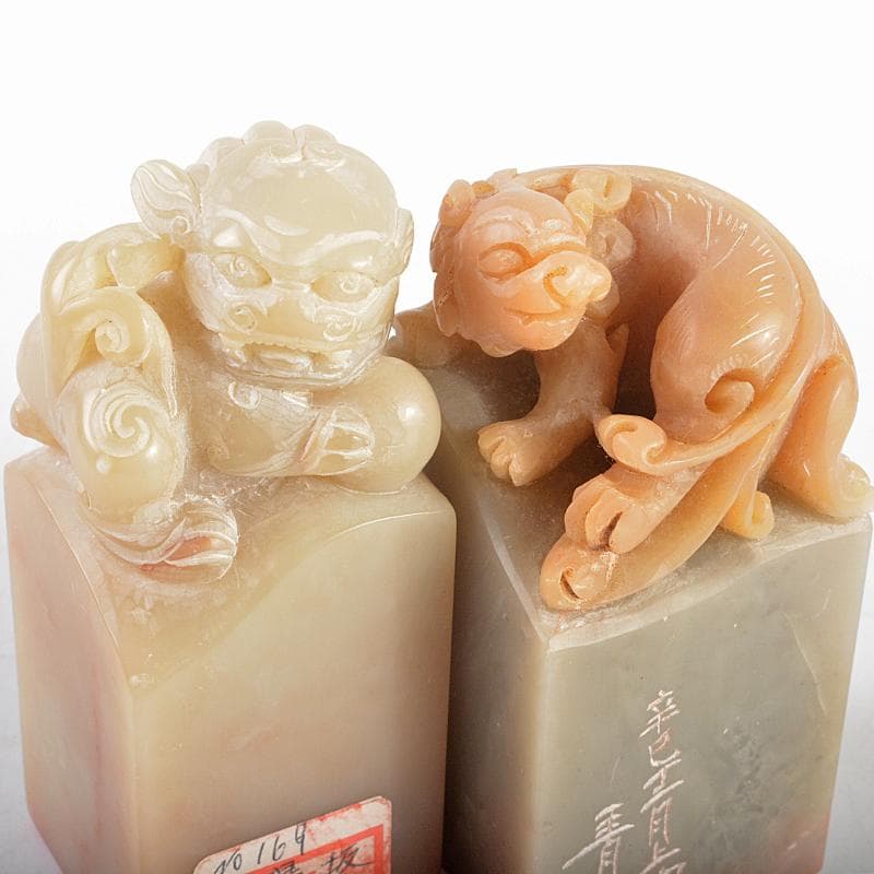 中国　書道具　篆刻　玉石寿山石芙蓉石など　印材　5点まとめて　F　R5215