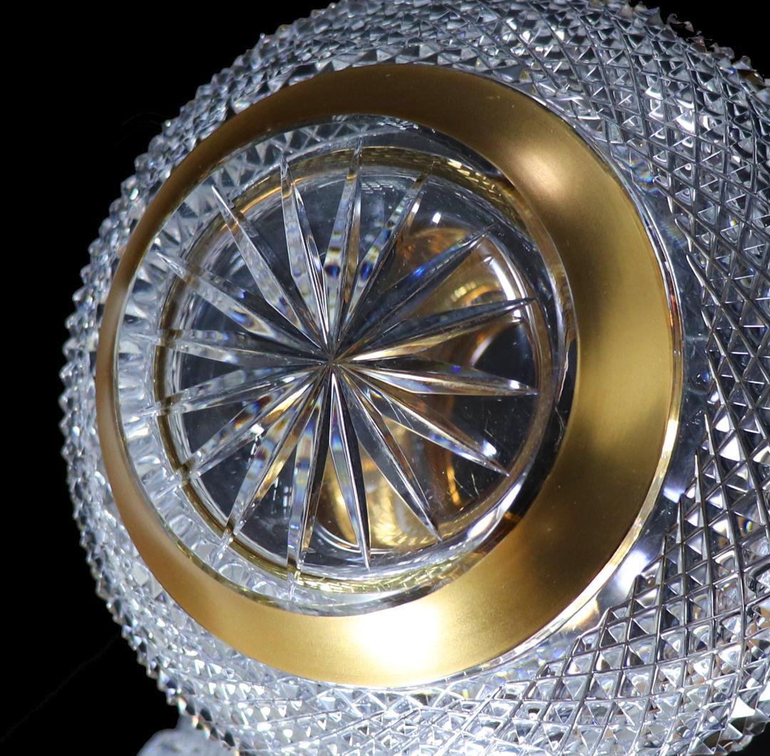 オールド・バカラ 1900年 大型金彩切子花瓶 1kg ディアマン・ビゾー