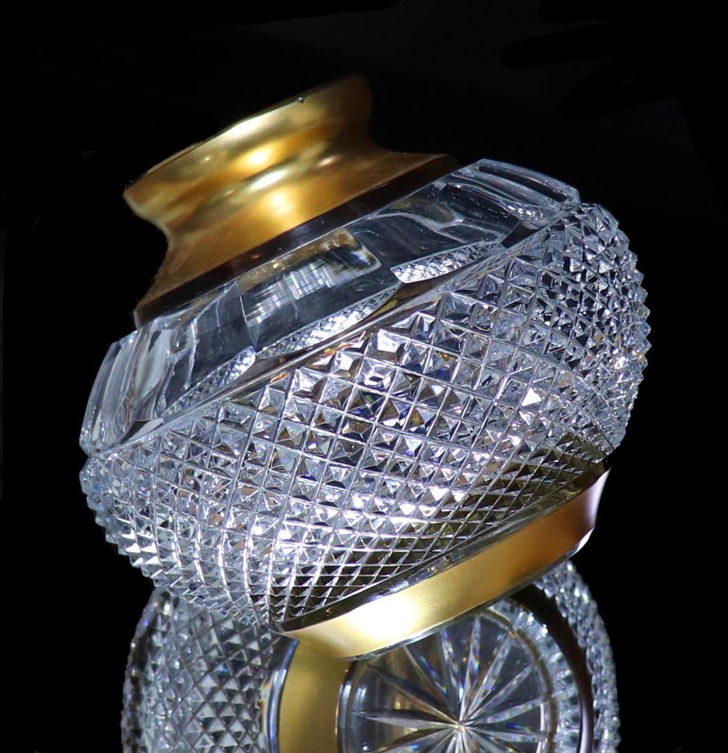 オールド・バカラ 1900年 大型金彩切子花瓶 1kg ディアマン・ビゾー