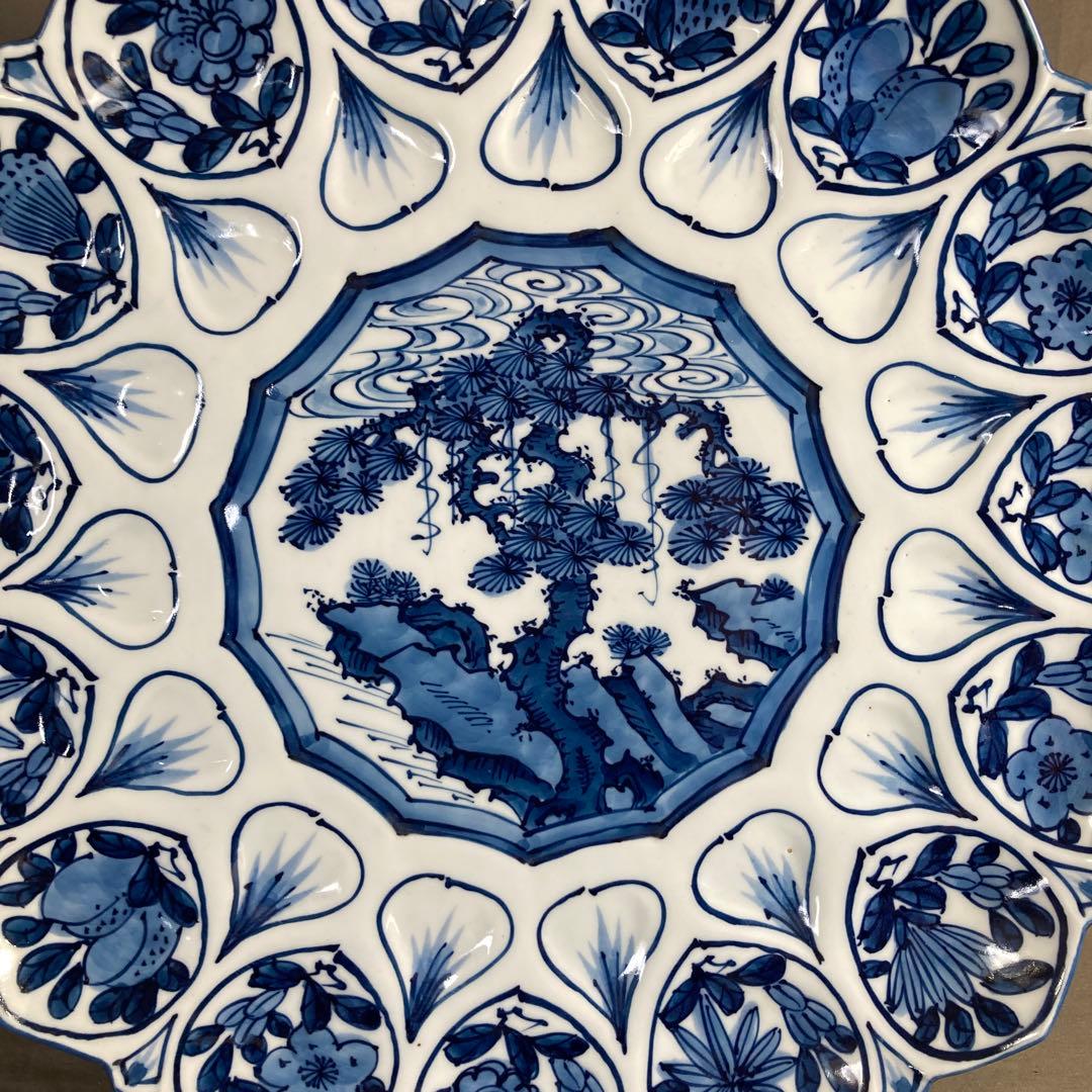 源右衛門】古伊万里の伝統 日本の名窯 舘林源右衛門作 染付輪花文 輪