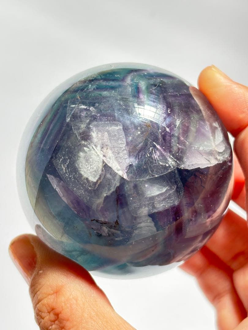 フローライト　透明感　高品質　ハイグレード　パーム　虹　パワー　スフィア