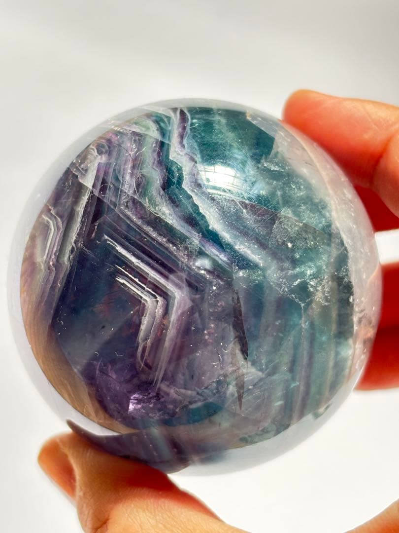 フローライト　透明感　高品質　ハイグレード　パーム　虹　パワー　スフィア