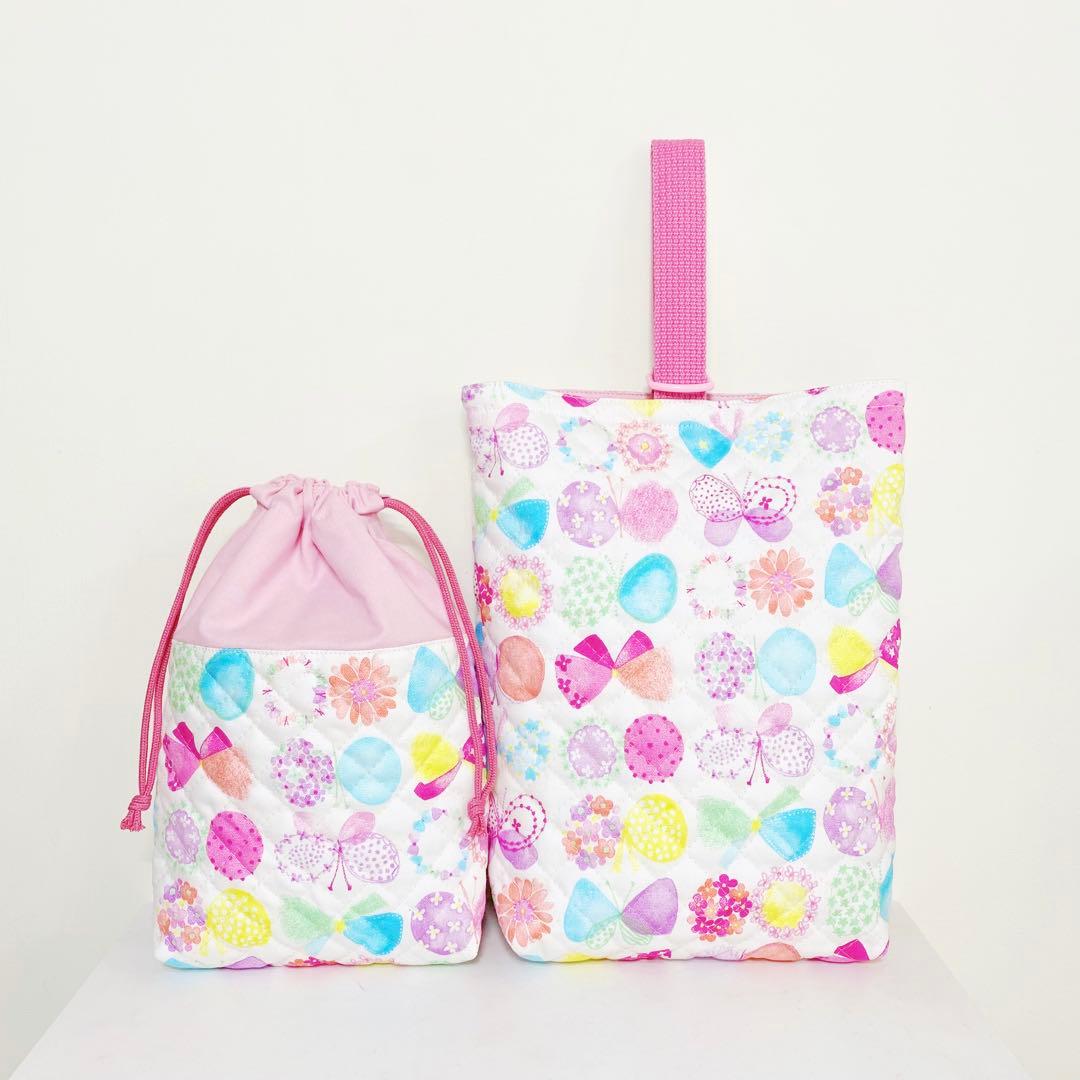 入園入学3点セット　レッスンバッグ　シューズ入れ　コップ袋　丈夫　女の子　ピンク