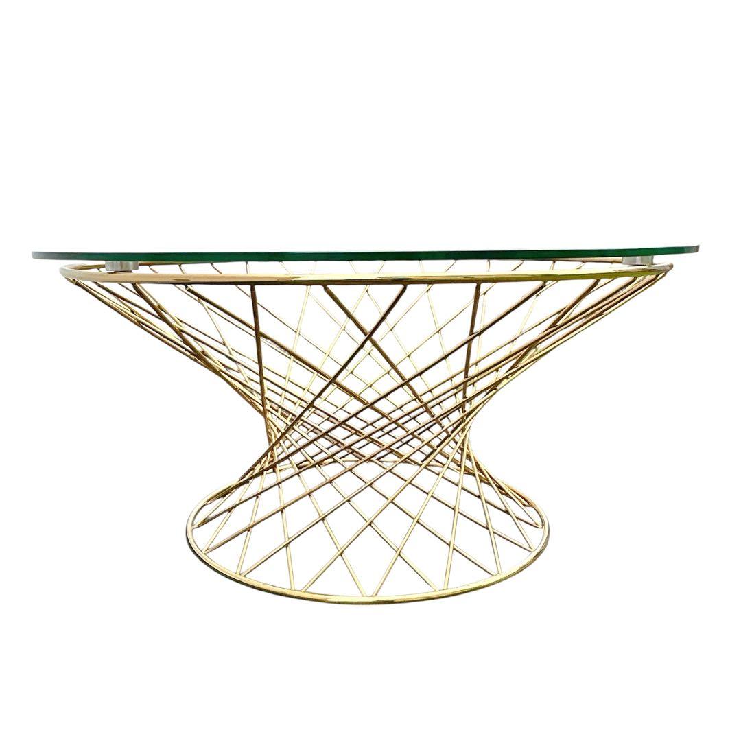 【美品 】フランフラン マーリアコーヒーテーブル ゴールド ガラス天板 円型