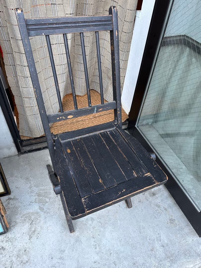 複数購入割引⭕️ 二脚セット　アンティーク　フォールディングチェア　折り畳みチェア