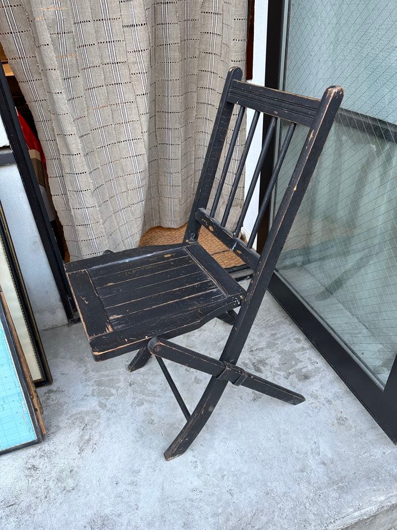 複数購入割引⭕️ 二脚セット　アンティーク　フォールディングチェア　折り畳みチェア