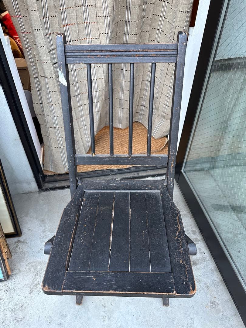 複数購入割引⭕️ 二脚セット　アンティーク　フォールディングチェア　折り畳みチェア