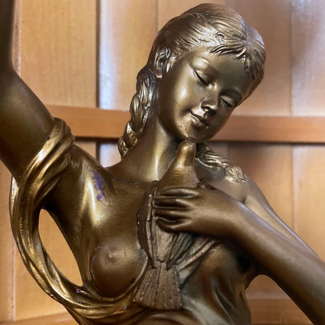 CITIZENシチズン　ブロンズ　平和の女神　鳩　裸婦像　振り子時計金色完動品！