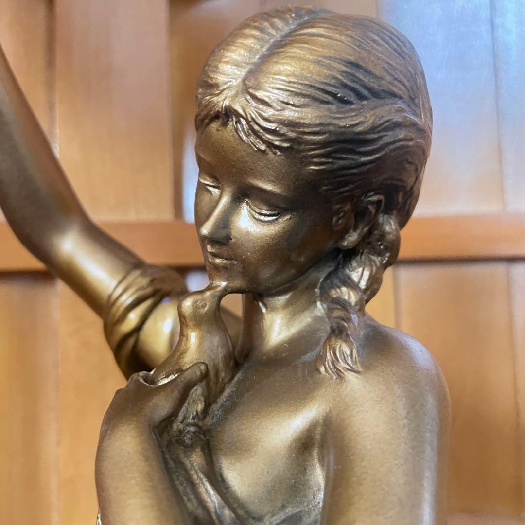 CITIZENシチズン　ブロンズ　平和の女神　鳩　裸婦像　振り子時計金色完動品！