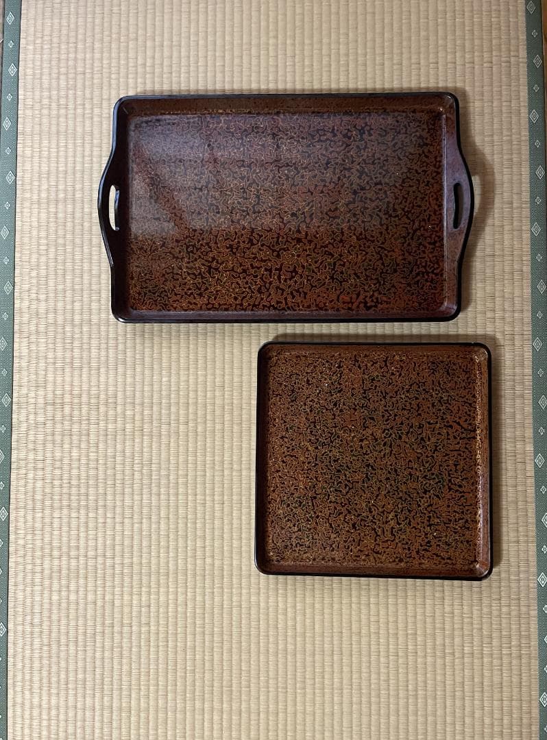 堆朱 わきとり盆 2枚