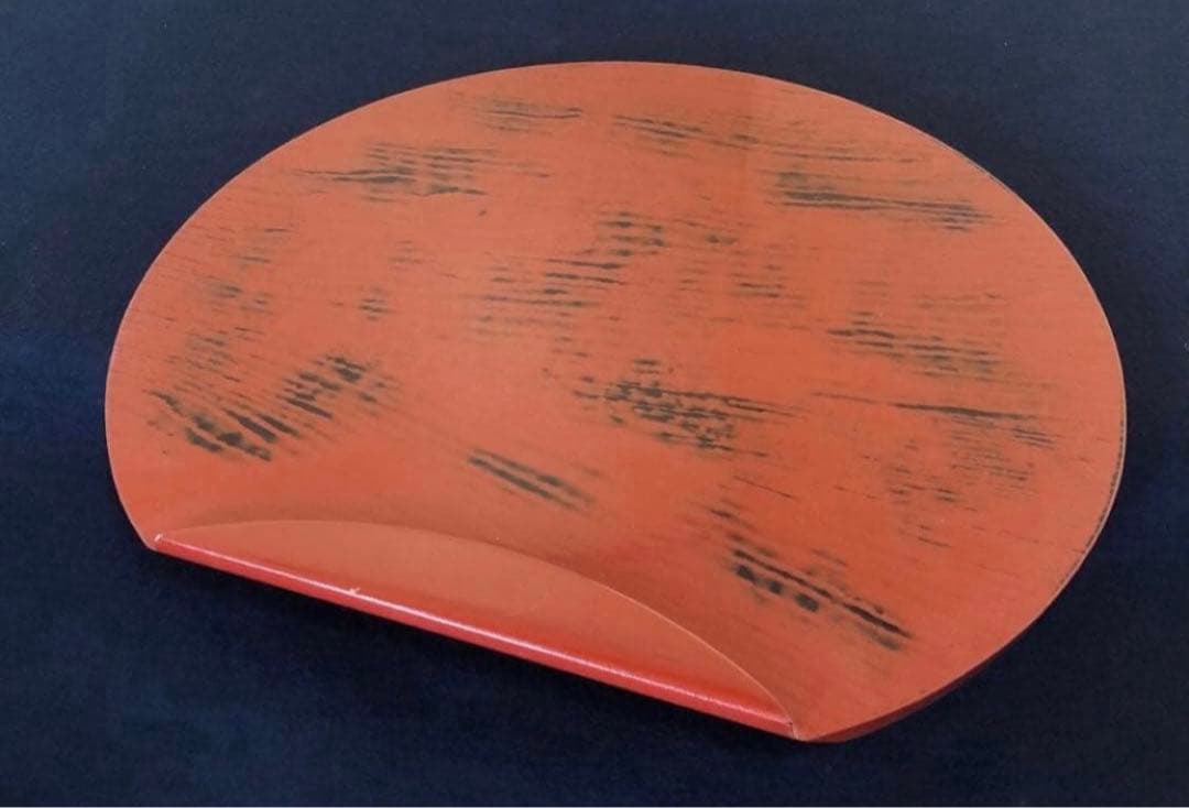 《R》根来塗 半月盆5客 膳 木製漆器 懐石 元箱　260126く1