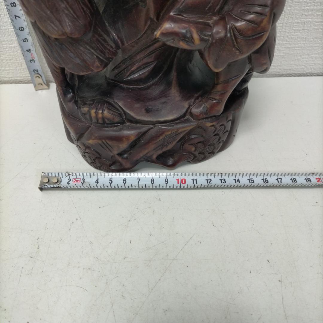木彫り彫刻 福禄寿 置物 七福神 縁起物 和風 床の間 飾り 260115-2T