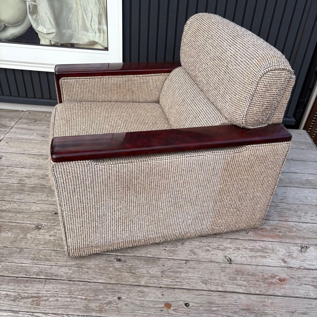 北欧レトロ ヴィンテージ 1人掛けソファ アームチェア 木肘 昭和レトロ 古家具