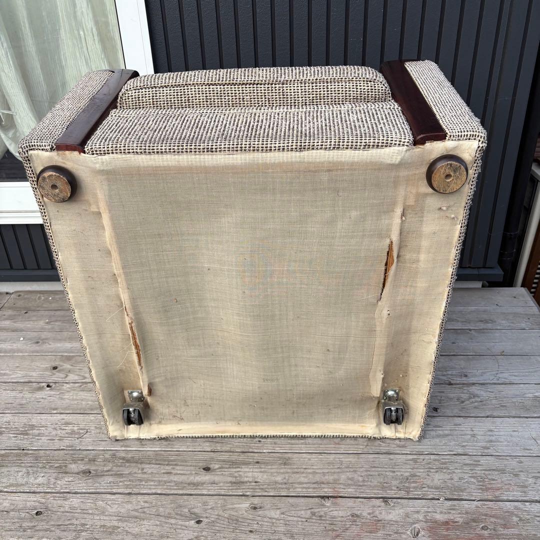 北欧レトロ ヴィンテージ 1人掛けソファ アームチェア 木肘 昭和レトロ 古家具