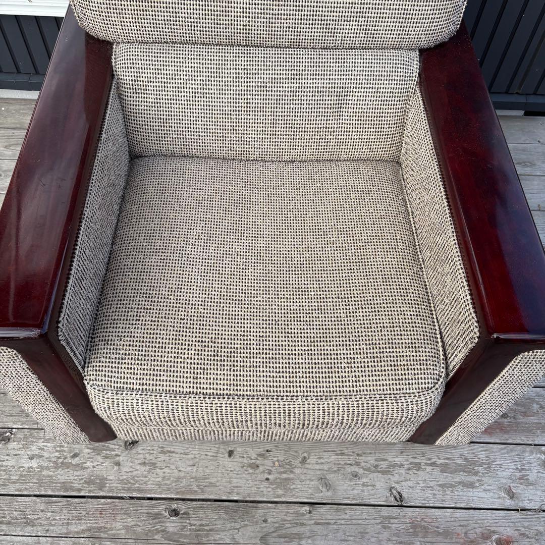 北欧レトロ ヴィンテージ 1人掛けソファ アームチェア 木肘 昭和レトロ 古家具