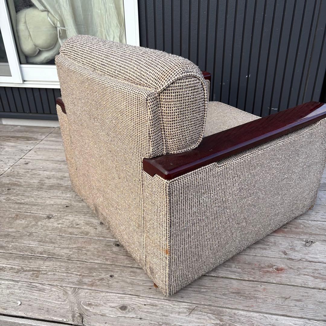 北欧レトロ ヴィンテージ 1人掛けソファ アームチェア 木肘 昭和レトロ 古家具