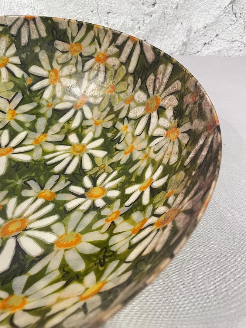 推定1960年代 ・ヴィンテージ　デイジー　花柄ボウル・ナチュラル