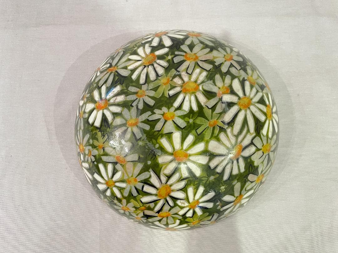 推定1960年代 ・ヴィンテージ　デイジー　花柄ボウル・ナチュラル