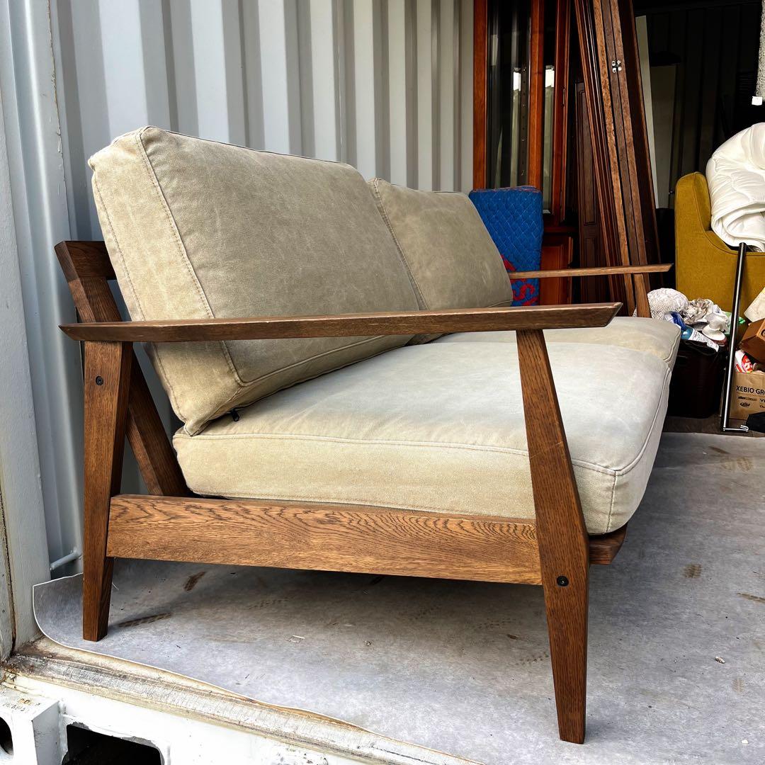 取付無料！関家具 オーカー 北欧風天然木カーキファブリック3人掛けソファ✨