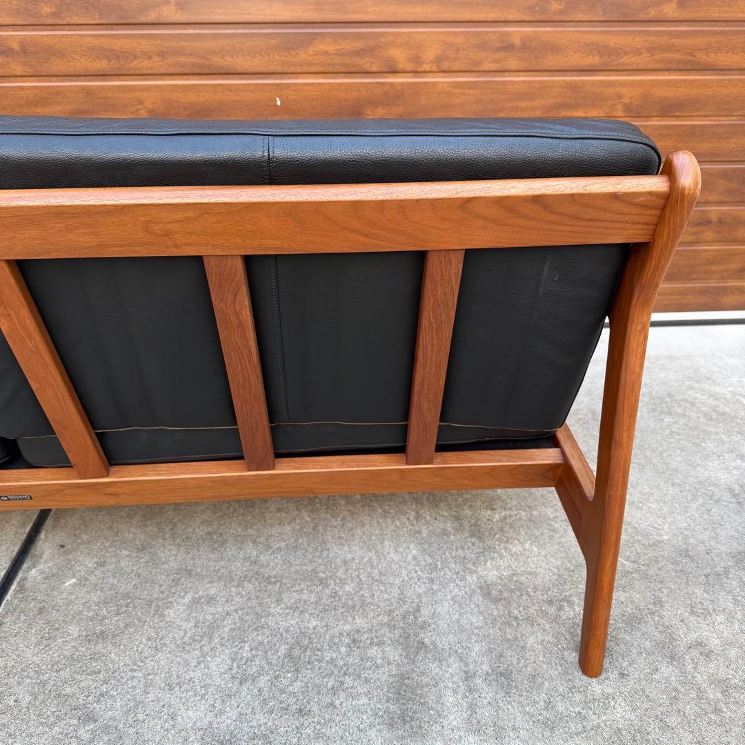 美品 ナガノインテリア 3P ソファ ウォールナット 本革 購入価格46万