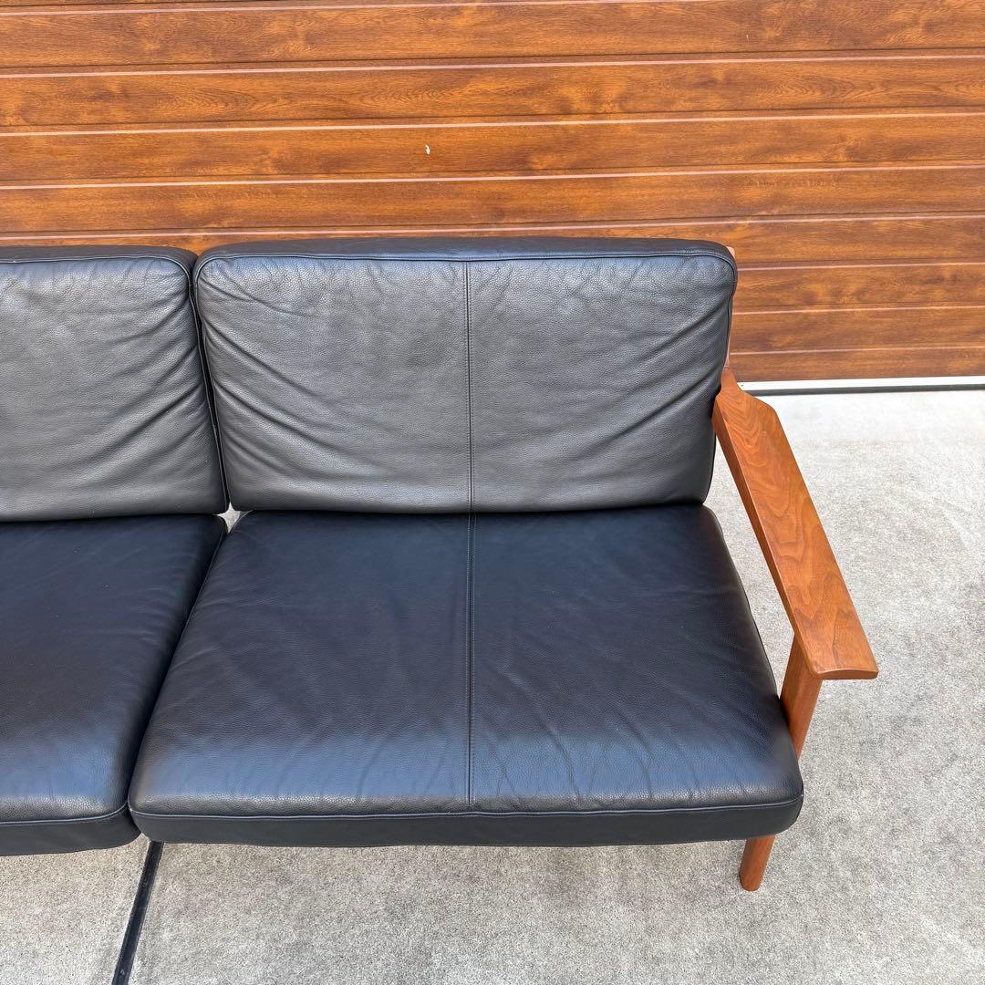 美品 ナガノインテリア 3P ソファ ウォールナット 本革 購入価格46万