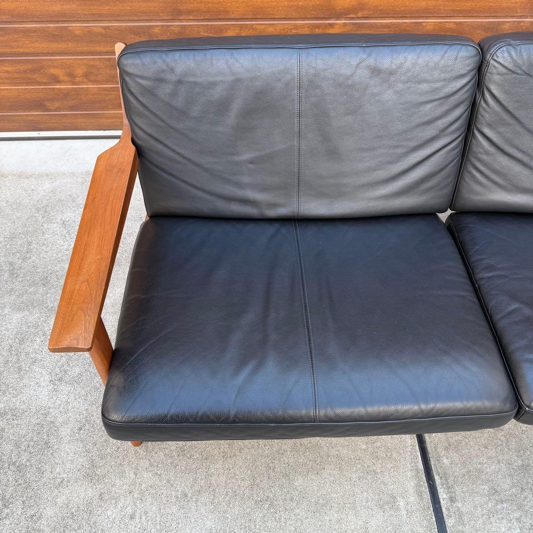 美品 ナガノインテリア 3P ソファ ウォールナット 本革 購入価格46万