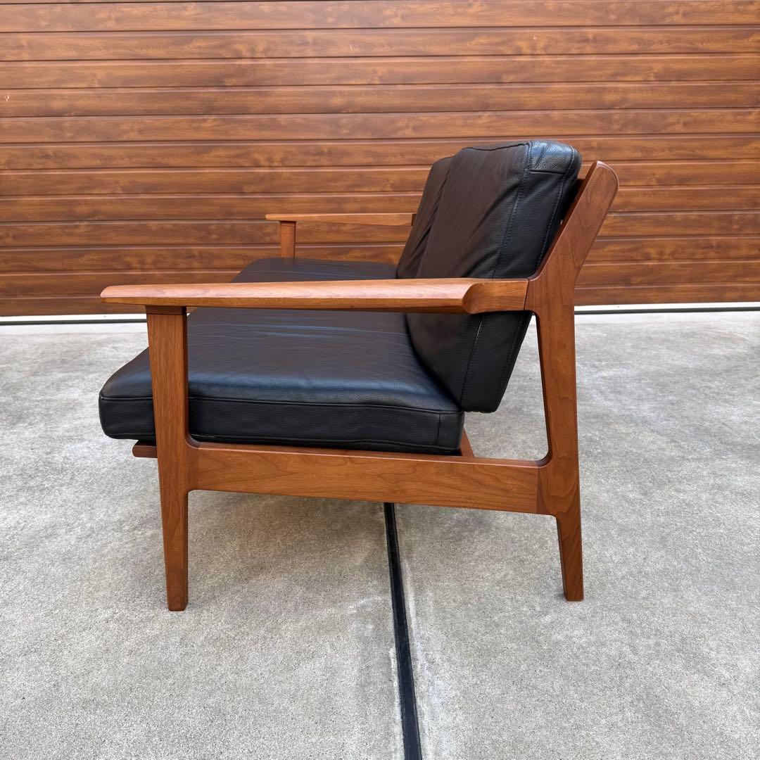 美品 ナガノインテリア 3P ソファ ウォールナット 本革 購入価格46万