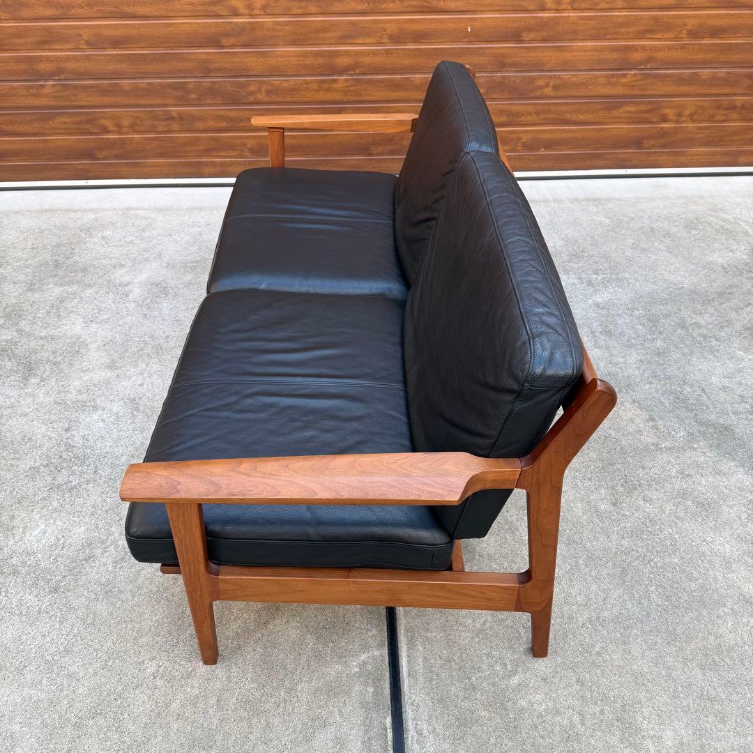 美品 ナガノインテリア 3P ソファ ウォールナット 本革 購入価格46万