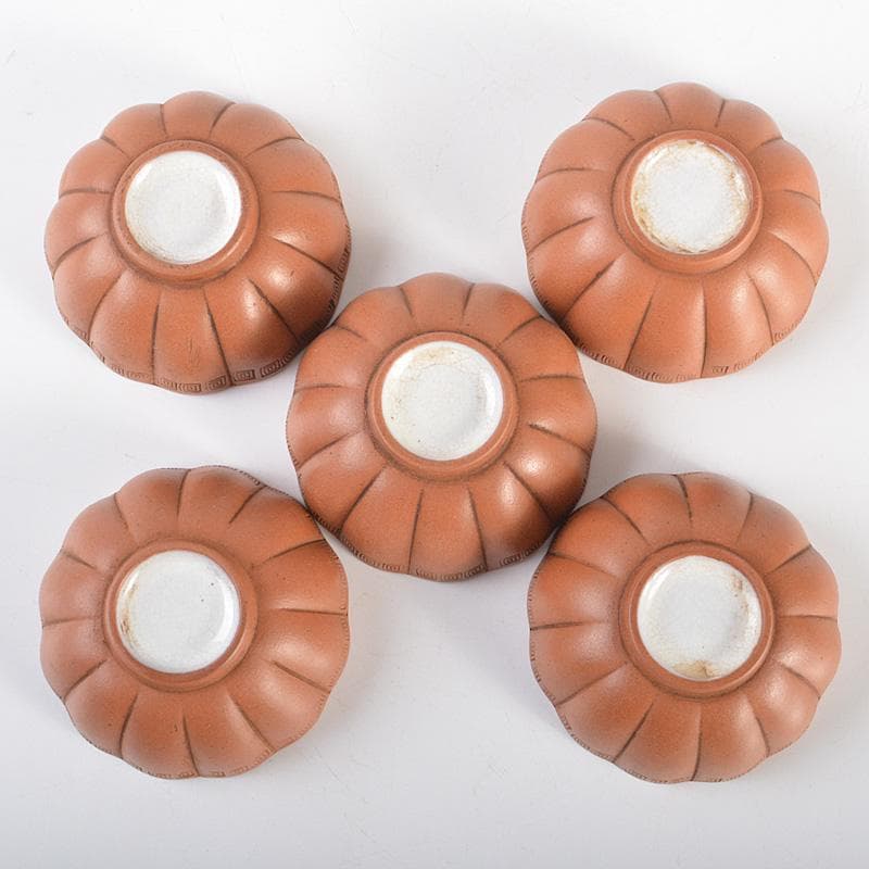 中国 紫砂 朱泥 内白釉 瓜形碗 煎茶器五客 V R6674Eの通販はau PAY