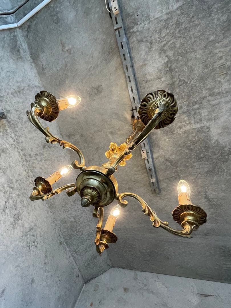 激安！5-8.フランス アンティーク シャンデリア 5灯 キャンドル 吊り下げ