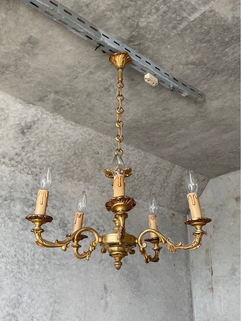 激安！5-8.フランス アンティーク シャンデリア 5灯 キャンドル 吊り下げ