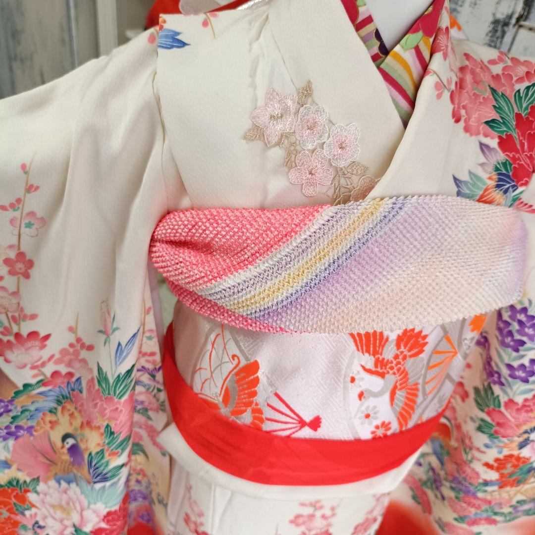 正絹☆クリーム色の着物と作り帯セット