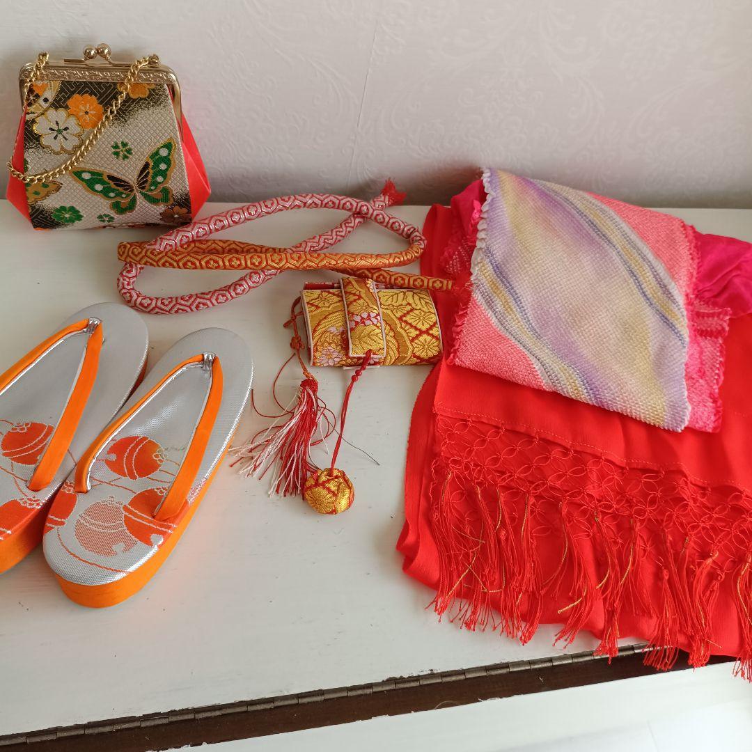 正絹☆クリーム色の着物と作り帯セット