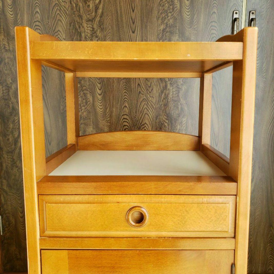 昭和 レトロ 家具 アンティーク 棚 シェルフ カリモクカグ 花台 電話台