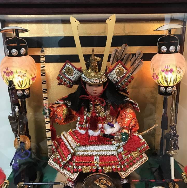 【送料無料】美品 久月 大将飾 五月人形 オルゴール ランプ付き