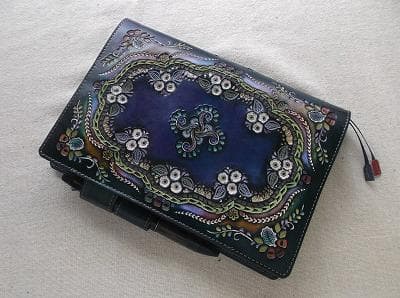 ほぼ日手帳カズン対応　レザー手帳カバーA5サイズ　拭き染め＆刻印
