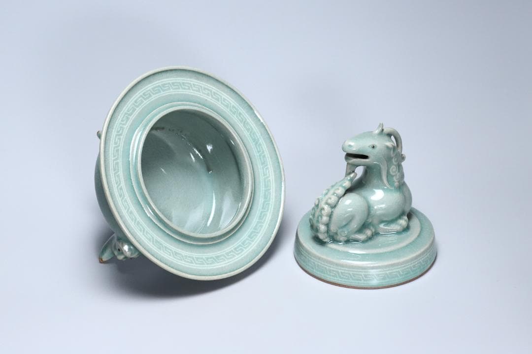 高麗青磁 柳海剛(根瀅) 造 龍型香炉 朝鮮古美術／骨董品【正一古美術