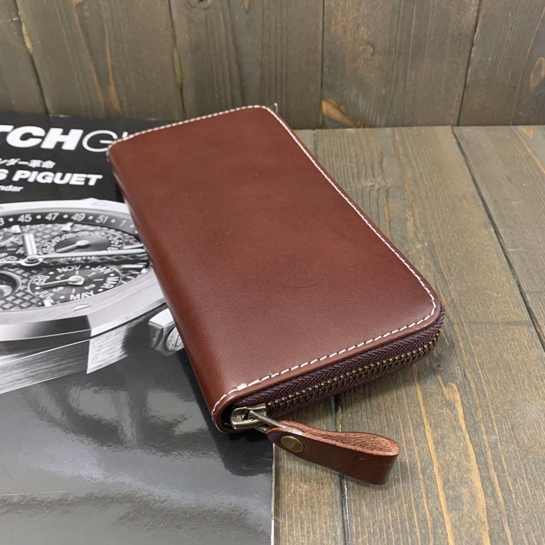 S23■コードバン × イタリアンレザー 長財布■馬 本革 ヌメ革 財布■珈琲