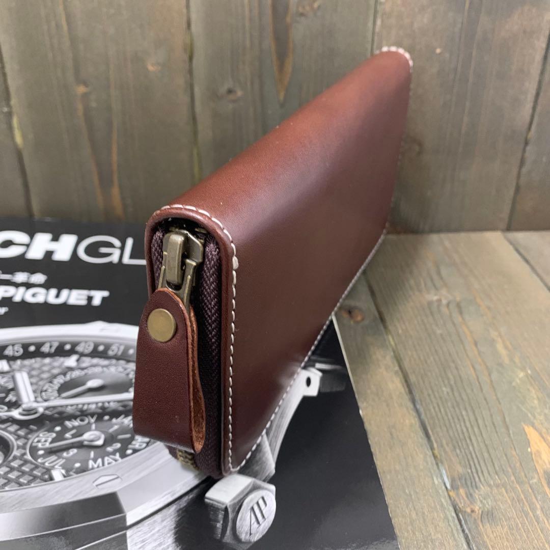 S23■コードバン × イタリアンレザー 長財布■馬 本革 ヌメ革 財布■珈琲