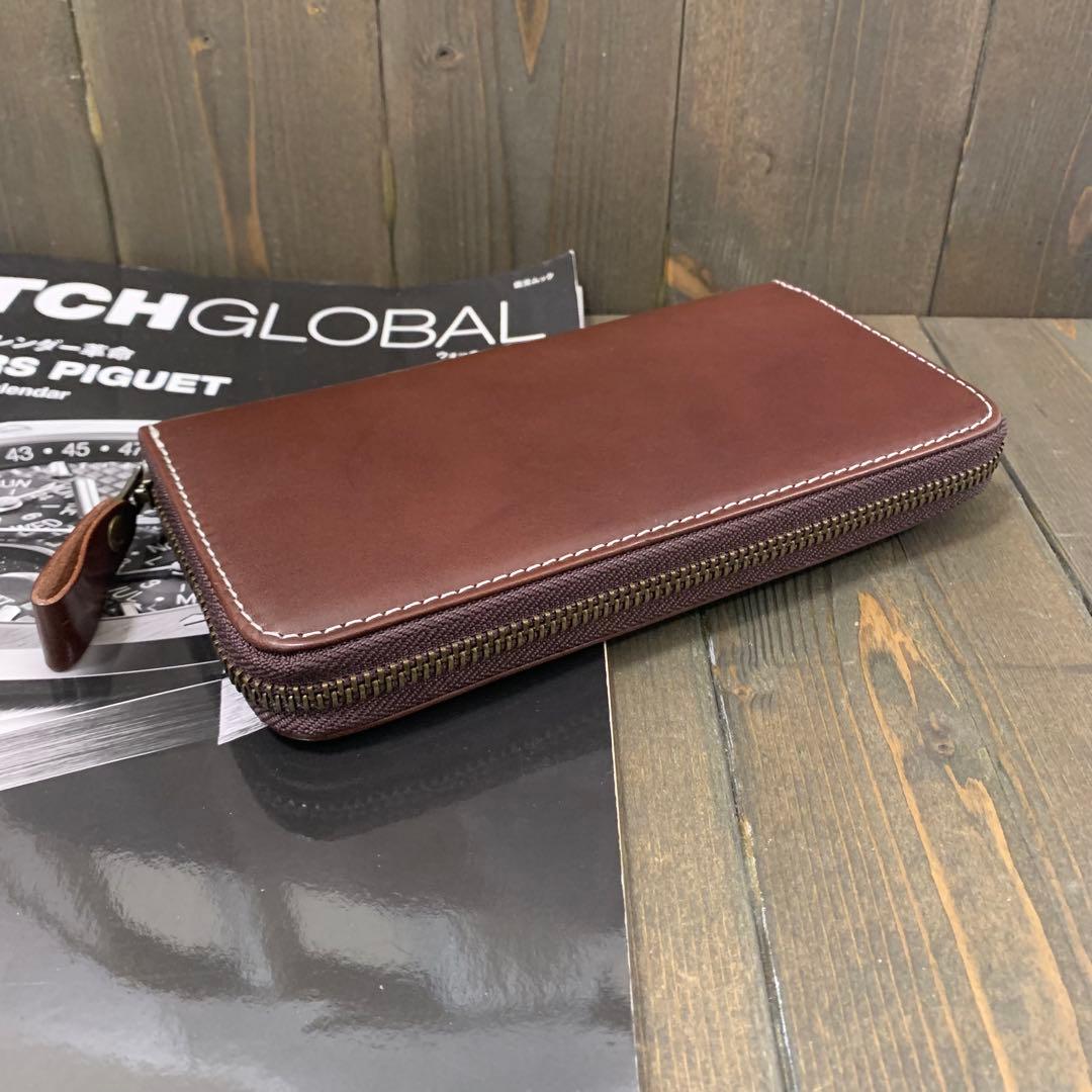 S23■コードバン × イタリアンレザー 長財布■馬 本革 ヌメ革 財布■珈琲